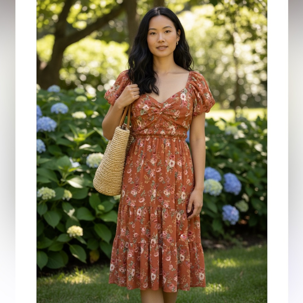 778. NWOT Floral Rust Dress